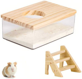 Ledander Kleintier Sandbad mit Leiter aus transparentem Kunststoff für Hamster, Chinchillas und Mäuse – Bild 1 von 1