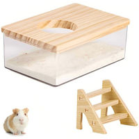 Produktbild von Ledander Kleintier Sandbad mit Leiter aus transparentem Kunststoff für Hamster, Chinchillas und Mäuse