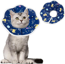 Ledander Leder Schutzkragen Halskrause für Katzen und kleine Hunde, Blau, XS – Bild 1 von 5