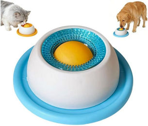 Ledander Lick Bowl Schleckmatte als Intelligenzspielzeug für Hunde und Katzen aus Kunststoff mit Antirutschmatte und integrierter Drehkugel – Bild 1 von 5