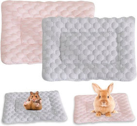 Ledander Liegematten aus Leder für Kaninchen und Meerschweinchen 2er-Set Grau und Rosa 31x21 cm – Bild 1 von 2