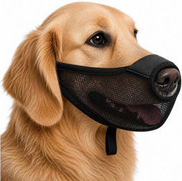 Ledander Maulkorb aus Nylon für Hunde in Schwarz, atmungsaktiver Beißschutz und Leckschutz für erwachsene Hunde – Bild 1 von 5