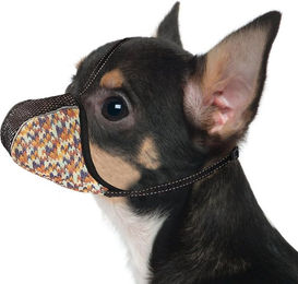 Ledander Maulkorb für Hunde aus weichem Air-Mesh Stoff verstellbar in Orange Bunt – Bild 1 von 4