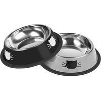 Produktbild von Ledander Napf-Set mit 2 rutschfesten Futternäpfen aus Edelstahl für Katzen und Kitten