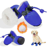 Produktbild von Ledander Pfotenschutz für Hunde 4 Stück Winter Hundeschuhe aus Leder wasserdicht und rutschfest mit Reflex-Klett in Blau
