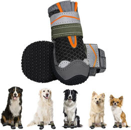 Ledander Pfotenschutz Hundeschuhe 4 Stück atmungsaktiv mit rutschfestem reflektierendem Klettverschluss für Hunde – Bild 1 von 4