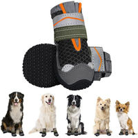 Produktbild von Ledander Pfotenschutz Hundeschuhe 4 Stück atmungsaktiv mit rutschfestem reflektierendem Klettverschluss für Hunde
