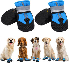 Ledander Pfotenschutz Hundeschuhe mit reflektierenden Riemen und Gummi Blau 4-tlg. – Bild 1 von 5