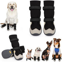 Produktbild von Ledander Pfotenschutz Hundeschuhe wasserdicht mit reflektierenden Riemen und Gummisohle 4 Stück Schwarz