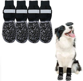 Ledander Pfotenschutz Hundesocken mit Reflektorstreifen und Klettverschluss, 2 Paar Schwarz – Bild 1 von 5