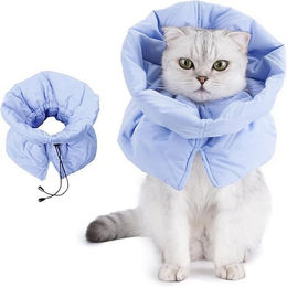 Ledander Schutzkragen für Katzen und Kätzchen aus Stoff in Blau, verstellbare Halskrause zur Wundheilung – Bild 1 von 5