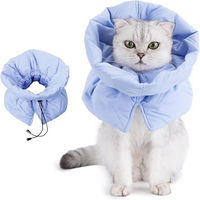 Produktbild von Ledander Schutzkragen für Katzen und Kätzchen aus Stoff in Blau, verstellbare Halskrause zur Wundheilung