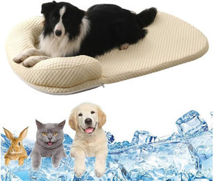 Ledander Selbstkühlende Hundematte aus Leder für Hunde und Katzen in Beige Größe XS – Bild 1 von 4