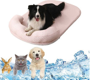 Ledander Selbstkühlende Hundematte und Katzenkissen aus Leder in Rosa Größe M – Bild 1 von 4
