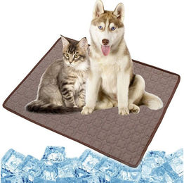 Ledander Selbstkühlende Hundematte und Kühldecke für Hunde und Katzen aus Leder in Braun – Bild 1 von 2