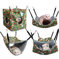 Produktbild von Ledander Tierhaus Set mit 4 Stück bunten Hängematten aus Baumwolle für Ratten, Frettchen, Meerschweinchen und Chinchillas