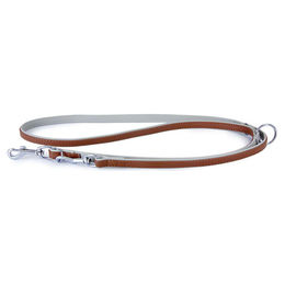 Produktbild von Leder-Hundeführleine Amsterdam Brandy/Grey aus Leder 200 cm x 18 mm