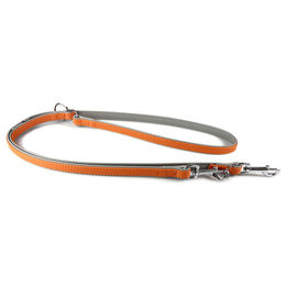 Leder-Hundeführleine New York in Orange/Grau – Bild 1 von 1