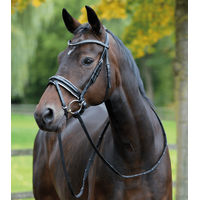 Produktbild von Leder Trense Monza Schwarz Weiß mit Silber Strass für Warmblut