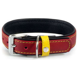 Lederband Halsband Frankfurt in Schwarz Rot Gelb 60 cm – Bild 1 von 1