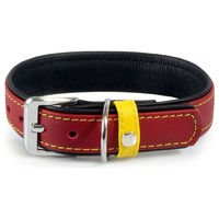 Produktbild von Lederband Halsband Frankfurt in Schwarz Rot Gelb 60 cm