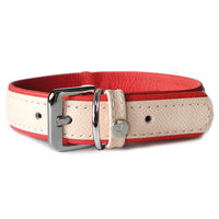 Produktbild von Lederband Hundehalsband Firenze in Rosa und Rot, Länge 45 cm, Breite 25 mm