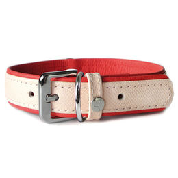 Produktbild von Lederband Hundehalsband Firenze in Rosa und Rot mit 60 cm Länge und 35 mm Breite