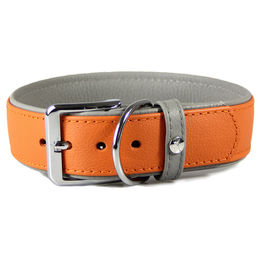 Lederband Hundehalsband New York orange/stone Länge 45 cm Breite 25 mm – Bild 1 von 1