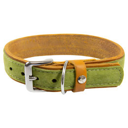 Produktbild von Lederband Hundehalsband Norden Lime/Maroon aus Leder Länge 70 cm Breite 40 mm