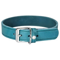 Produktbild von Lederhalsband für Hunde in Petrol Blau mit 62 cm Länge und 40 mm Breite