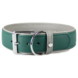 Lederhundehalsband New York forest stone in Grün und Grau Länge 55 cm Breite 35 mm – Bild 1 von 1