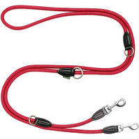Produktbild von Leisegrün Doppelleine für große Hunde aus Nylon in Rot 3m verstellbar