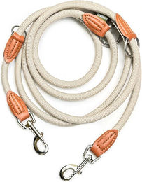 Leisegrün Hundeleine für große Hunde aus Nylon mit 2 Karabinern 3m beige wasserabweisend – Bild 1 von 5