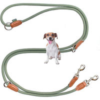 Produktbild von Leisegrün Hundeleine für kleine Hunde aus Nylon mit 2 Karabinern und wasserabweisender Eigenschaft 3 m
