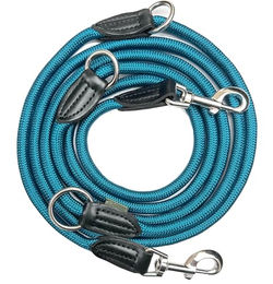 Leisegrün Paracord Hundeleine Doppelleine wasserfest in Blau Türkis – Bild 1 von 6