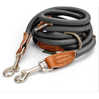 Produktbild von Leisegrün Paracord Hundeleine für kleine Hunde in Grau