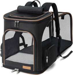Lekesky Tiertransporttasche Rucksack für Katzen und kleine Hunde XL Schwarz aus Oxford-Gewebe – Bild 1 von 11