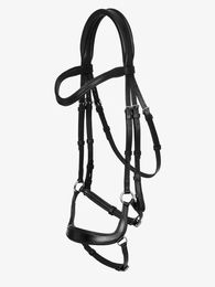 LeMieux Arika Drop Trensenzaum aus Leder für Vollblut in Schwarz mit Silber – Bild 1 von 6