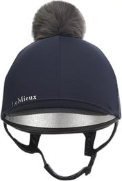 LeMieux Eleanor Reflektierende Seidenmütze mit Bommel Blau – Bild 1 von 8