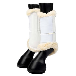 LeMieux Fleece Edge Mesh Brushing Boots Gamaschen für Pferde Weiß/Natur Größe XL – Bild 1 von 5