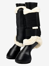 LeMieux Fleece-Edge Mesh Bürstenstiefel Gamaschen für Pferde Schwarz Natur XL - 1 Stk. – Bild 1 von 5