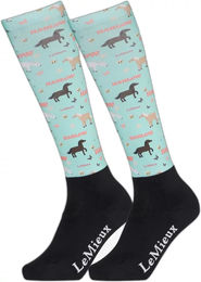 LeMieux Footsie Reitsocken für Kinder ganzjährig Blau Bunt Größe 30/34 – Bild 1 von 1