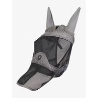 Produktbild von LeMieux Gladiator Fliegenmaske für Pferde aus grauem 4-Wege-Stretch-Lycra und atmungsaktivem Mesh in Größe S - 1 Stk.