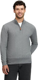 LeMieux Herren Strickpullover mit Viertelreißverschluss aus Baumwolle und Kaschmir in Grau Größe S – Bild 1 von 5