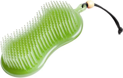 LeMieux Hippo 2-in-1 Multifunktionsbürste für Pferde mit sanften Borsten und Gummi-Scheuerschwamm in Grün – Bild 1 von 3