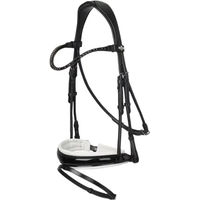Produktbild von LeMieux Kudos Patent Dressurtrense aus Leder in Schwarz/Weiß Größe Full
