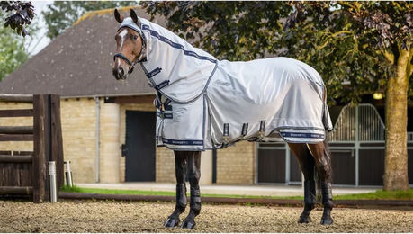 LeMieux Kudos Shower Pro wasserdichte Fliegendecke für Pferde mit durchgehendem Hals in Grau – Bild 1 von 5