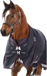 LeMieux Kudos Turnout Rug Pferdedecke wasserdicht mit abnehmbarem Halsteil 200g Blau – Bild 1 von 4