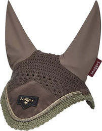Produktbild von LeMieux Loire Fliegenhaube für Pferde aus Lycra in Braun und Beige Größe L