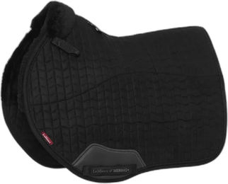 Produktbild von LeMieux Merino+ EuroJump Square Satteldecke für Pferde aus Wolle in Schwarz Grösse M